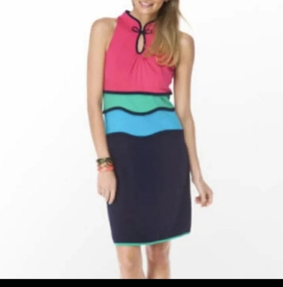 Lilly Pulitzer Dresses & Skirts - Lilly Pulitzer Marci Color Block Dress Pink Navy Green